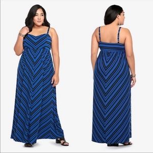 Torrid Blue & Black Chevron Maxi Dress, Size 2